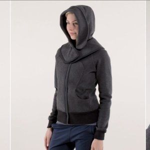 Lululemon Charcoal Grey Hiver Scuba Athletic Jacket with Removable Hood - Size 8